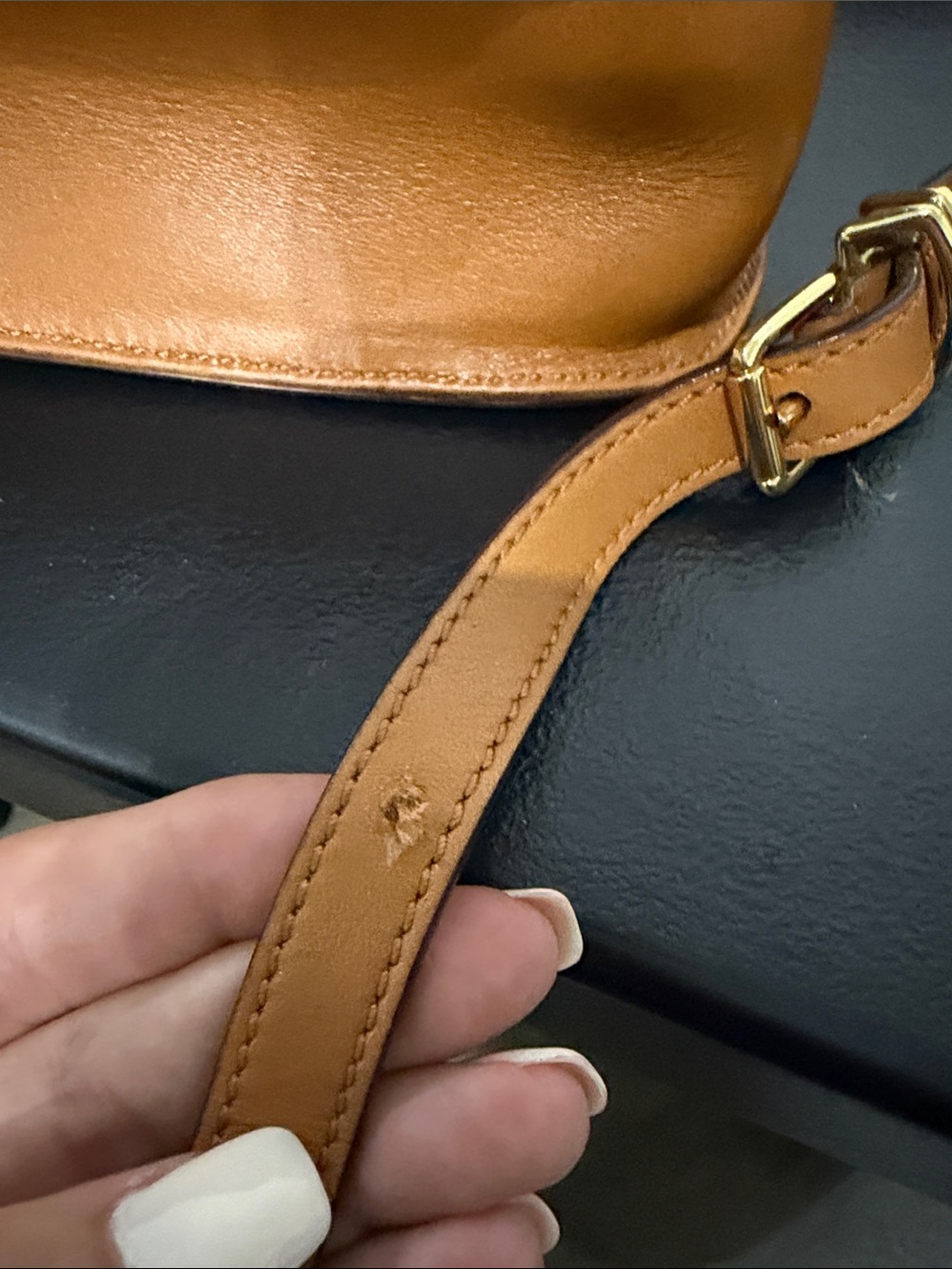 Ralph Lauren Tan Leather Crossbody Satchel with Buckle Details - Picture 5 of 5